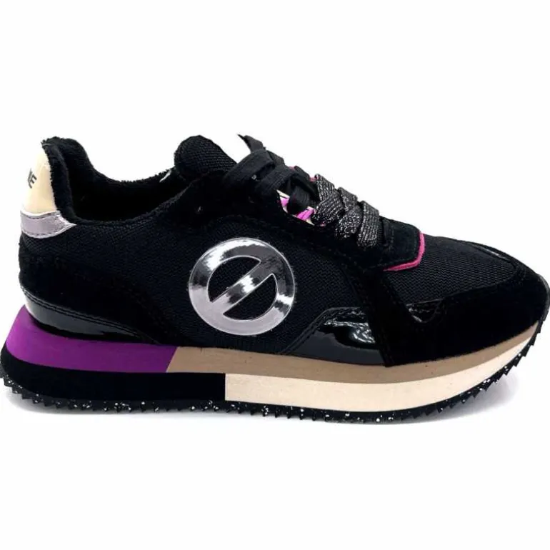 No Name Baskets Running Mia Jogger W Cuir Noir Fushia FushiaNoir Hot