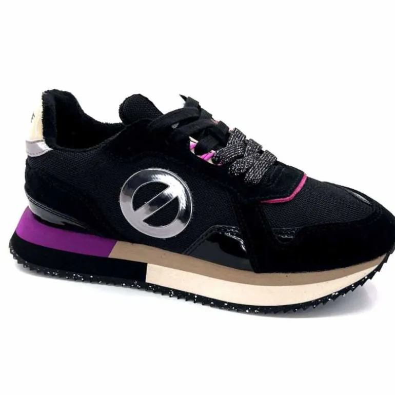 No Name Baskets Running Mia Jogger W Cuir Noir Fushia FushiaNoir Hot