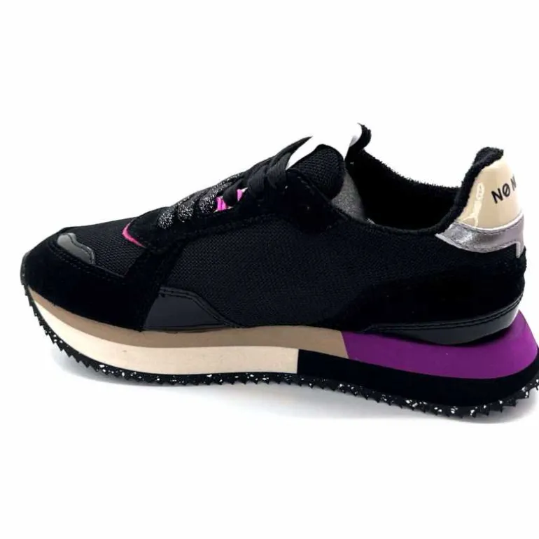 No Name Baskets Running Mia Jogger W Cuir Noir Fushia FushiaNoir Hot