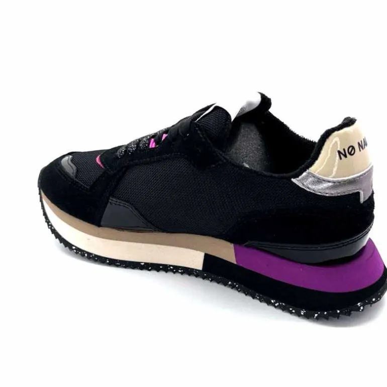 No Name Baskets Running Mia Jogger W Cuir Noir Fushia FushiaNoir Hot
