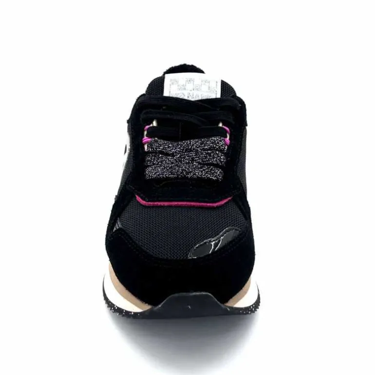 No Name Baskets Running Mia Jogger W Cuir Noir Fushia FushiaNoir Hot
