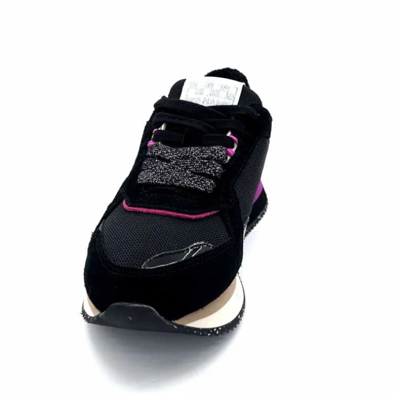 No Name Baskets Running Mia Jogger W Cuir Noir Fushia FushiaNoir Hot