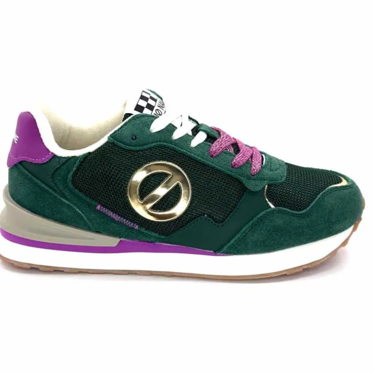 No Name Baskets Running Tova Runner W Daim Vert Textile Vert Blanc Violet BlancFushiaVert Flash Sale