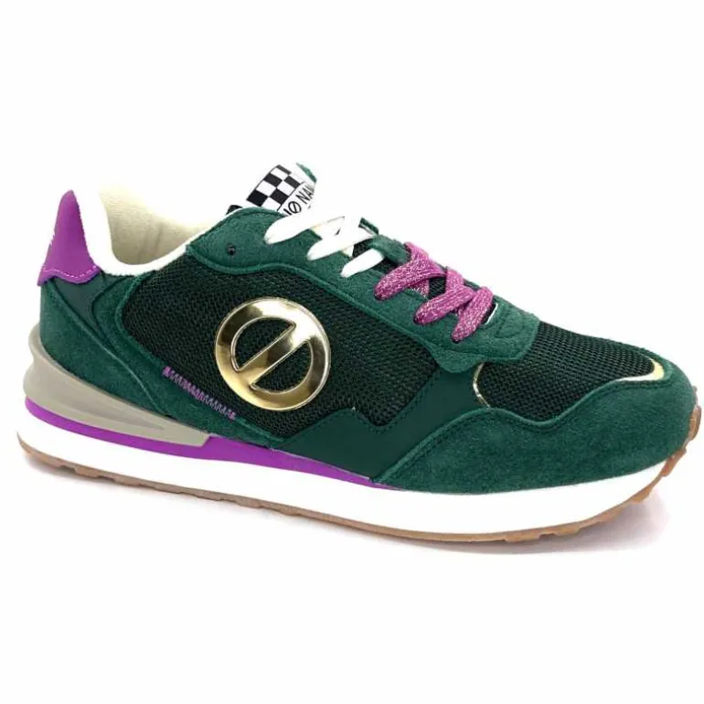 No Name Baskets Running Tova Runner W Daim Vert Textile Vert Blanc Violet BlancFushiaVert Flash Sale