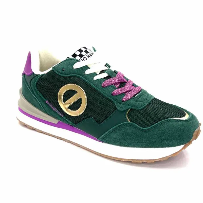 No Name Baskets Running Tova Runner W Daim Vert Textile Vert Blanc Violet BlancFushiaVert Flash Sale