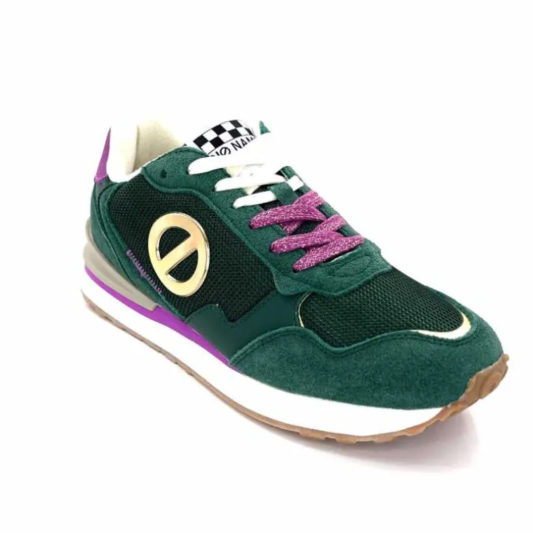No Name Baskets Running Tova Runner W Daim Vert Textile Vert Blanc Violet BlancFushiaVert Flash Sale