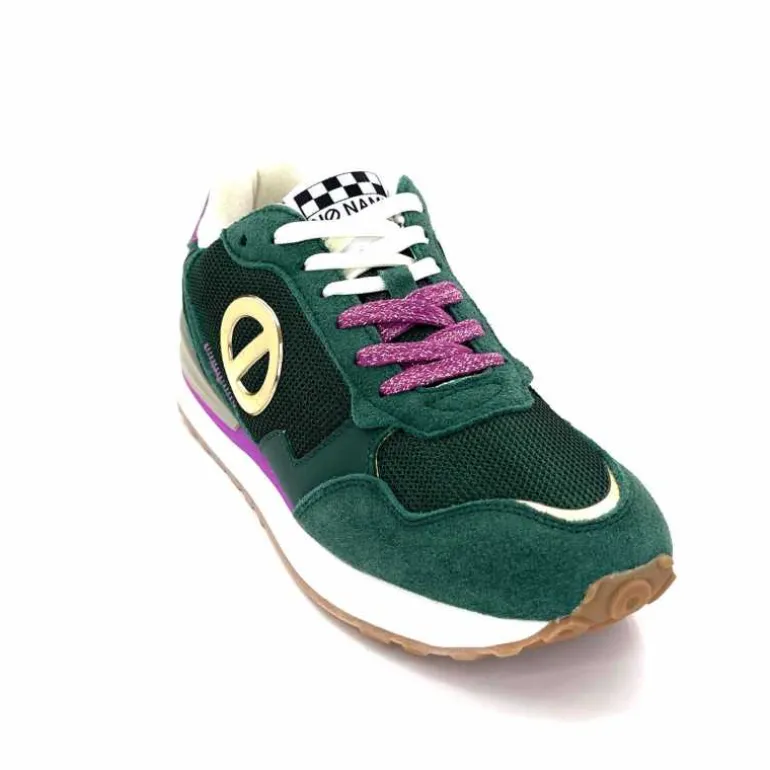 No Name Baskets Running Tova Runner W Daim Vert Textile Vert Blanc Violet BlancFushiaVert Flash Sale