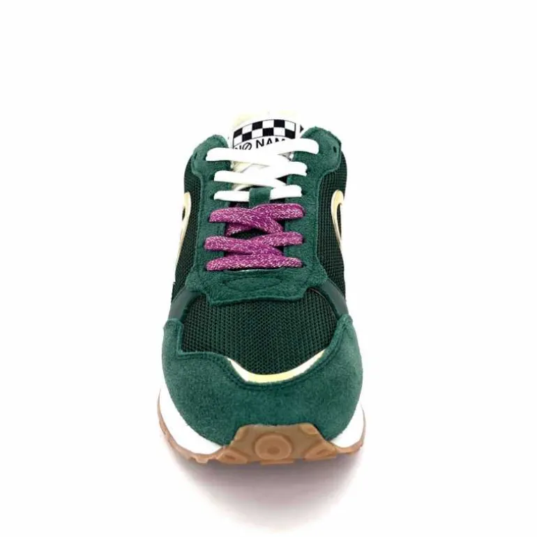 No Name Baskets Running Tova Runner W Daim Vert Textile Vert Blanc Violet BlancFushiaVert Flash Sale