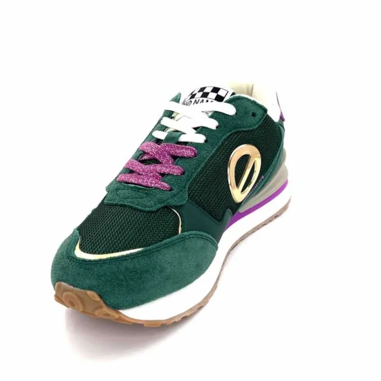 No Name Baskets Running Tova Runner W Daim Vert Textile Vert Blanc Violet BlancFushiaVert Flash Sale