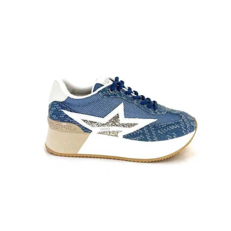 Liu.Jo Baskets Running Plateforme Ba4083 Textile Bleu Shop