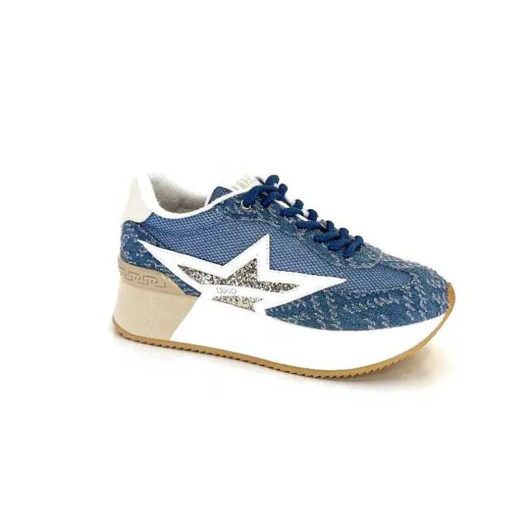 Liu.Jo Baskets Running Plateforme Ba4083 Textile Bleu Shop