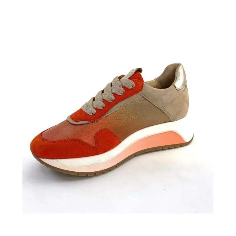 Softwaves Baskets Running 89401011 Cuir Daim Beige Orange Sale