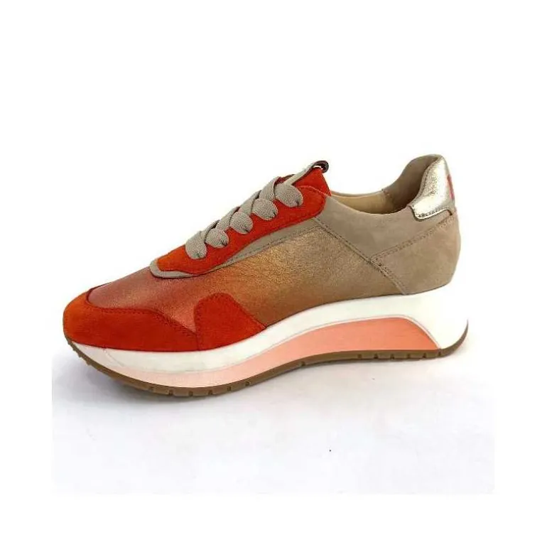 Softwaves Baskets Running 89401011 Cuir Daim Beige Orange Sale