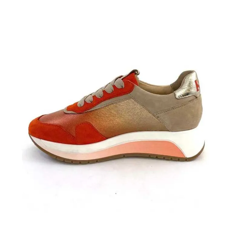 Softwaves Baskets Running 89401011 Cuir Daim Beige Orange Sale