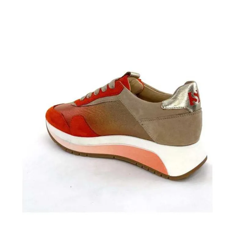 Softwaves Baskets Running 89401011 Cuir Daim Beige Orange Sale