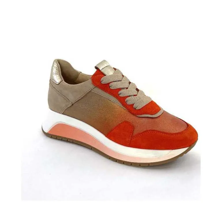 Softwaves Baskets Running 89401011 Cuir Daim Beige Orange Sale