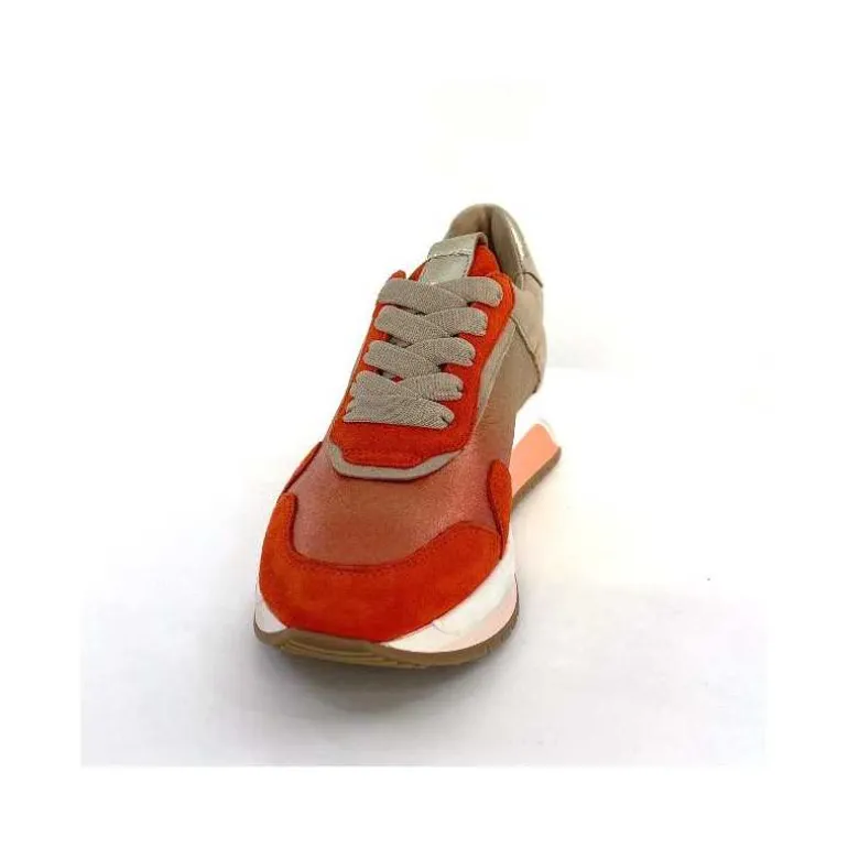 Softwaves Baskets Running 89401011 Cuir Daim Beige Orange Sale