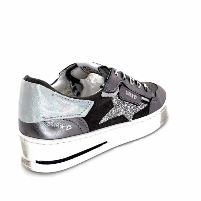 Semerdjian Baskets SMR23 Ales A625 Cuir Métallique Gris Daim Gris GrisMétal Store