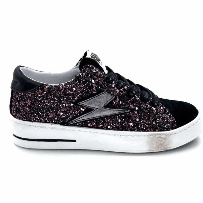 Semerdjian Baskets SMR23 Maya A651 Daim Paillettes Rose Noir Hot