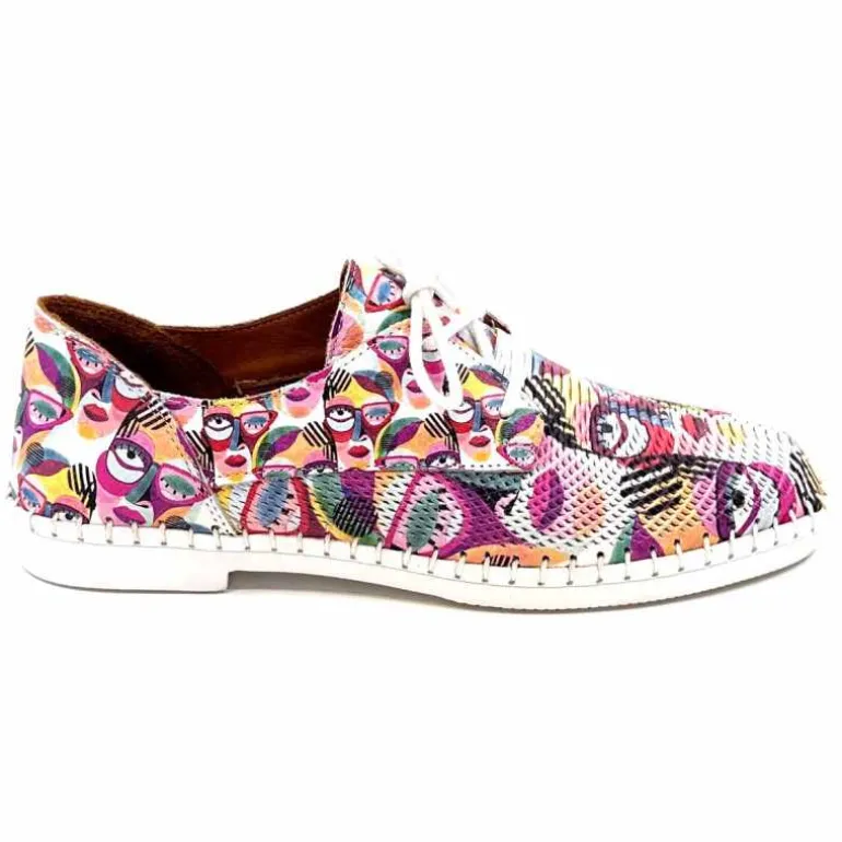 428-ivoire Baskets Souples Ivoire P420 Cuir Imprimé Multicolore Cheap