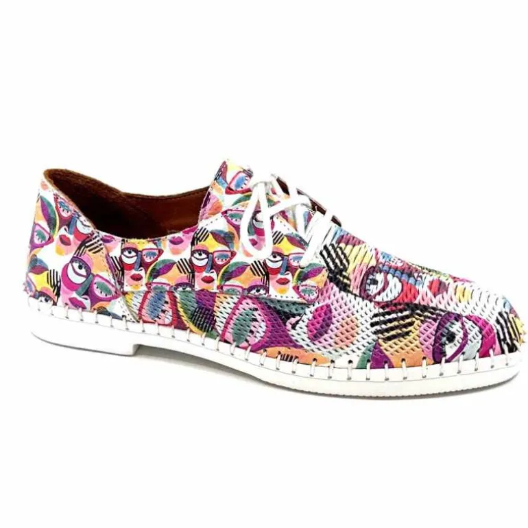 428-ivoire Baskets Souples Ivoire P420 Cuir Imprimé Multicolore Cheap