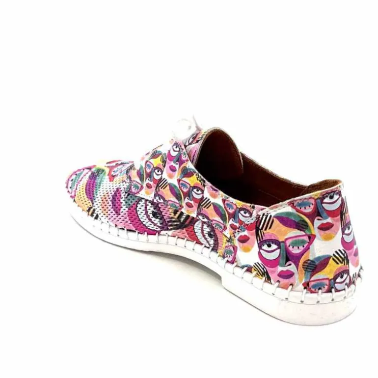 428-ivoire Baskets Souples Ivoire P420 Cuir Imprimé Multicolore Cheap