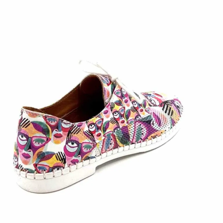 428-ivoire Baskets Souples Ivoire P420 Cuir Imprimé Multicolore Cheap