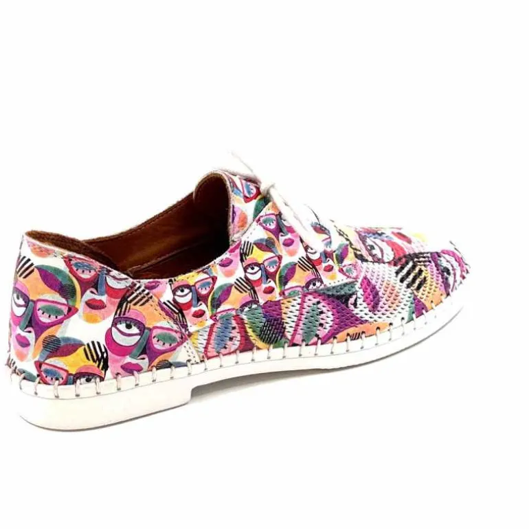 428-ivoire Baskets Souples Ivoire P420 Cuir Imprimé Multicolore Cheap
