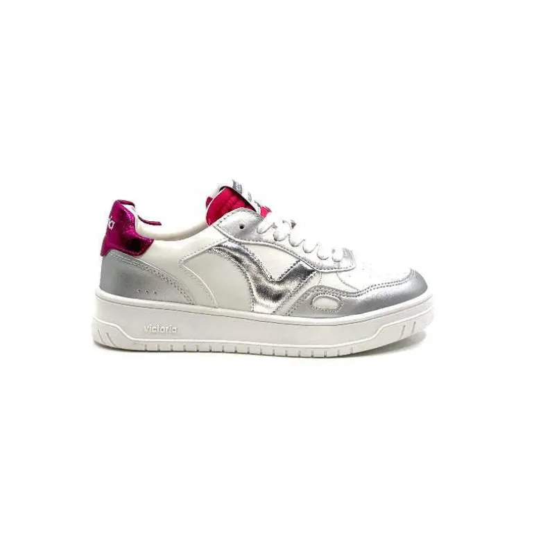 Victoria Baskets 1257120 Cuir Argent Rose Blanc Flash Sale