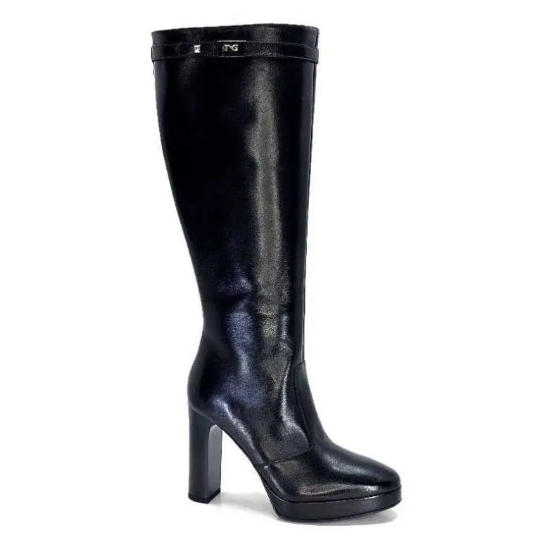 Nero Giardini Bottes à Talons 1308723 De 100 Cuir Noir Fashion