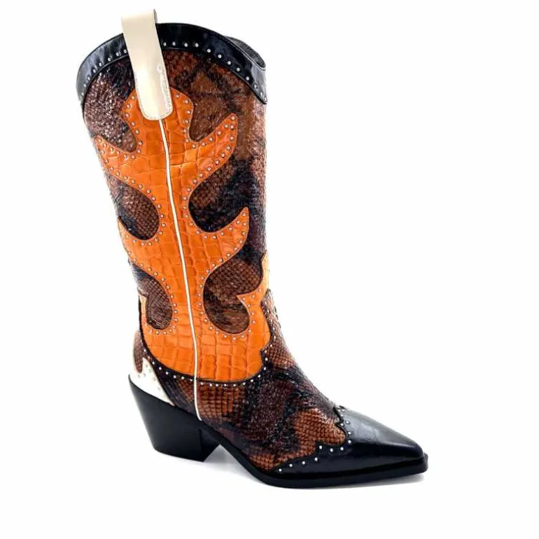 noa harmon Bottes Santiags 9773 Cuir Rossario Marron Clearance