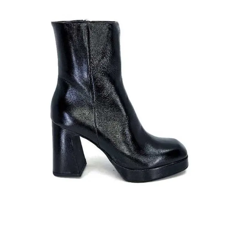 chantal Bottines à Talon 2191 Cuir Vernis Noir Fashion