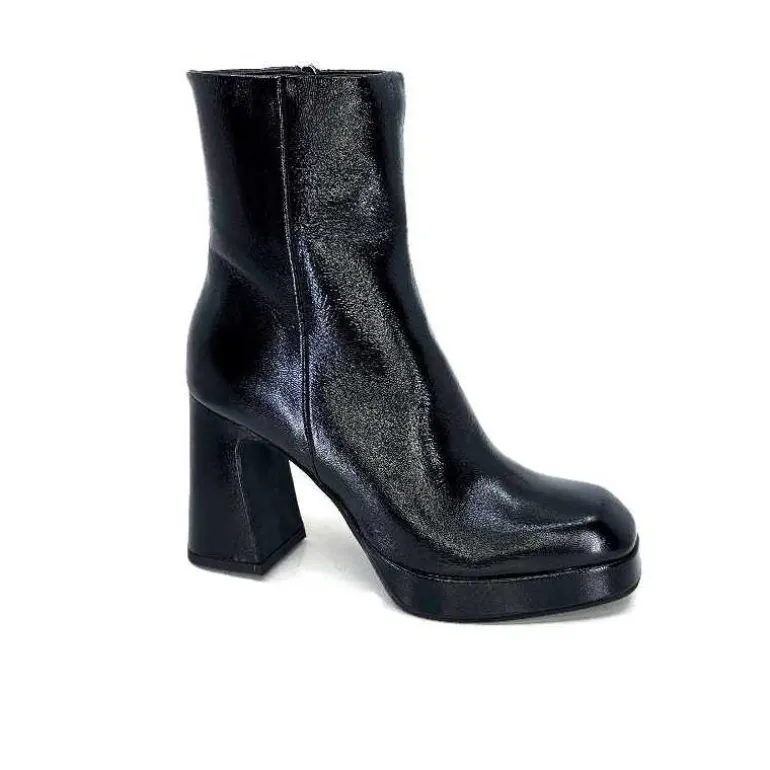 chantal Bottines à Talon 2191 Cuir Vernis Noir Fashion