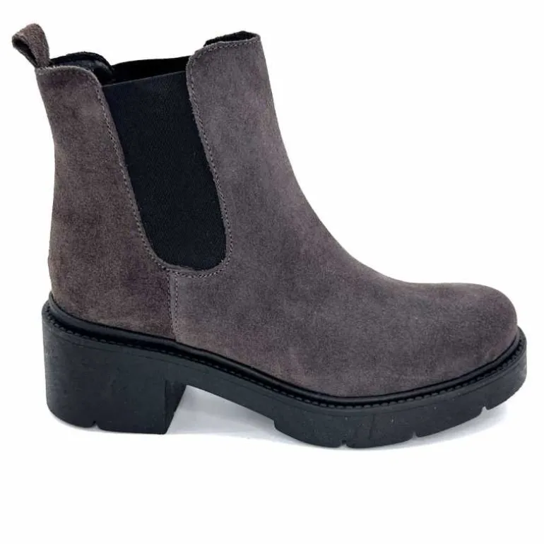 Ivoire0351a Bottines à Talon Ivoire 4621116 Daim Gris Anthracite Shop