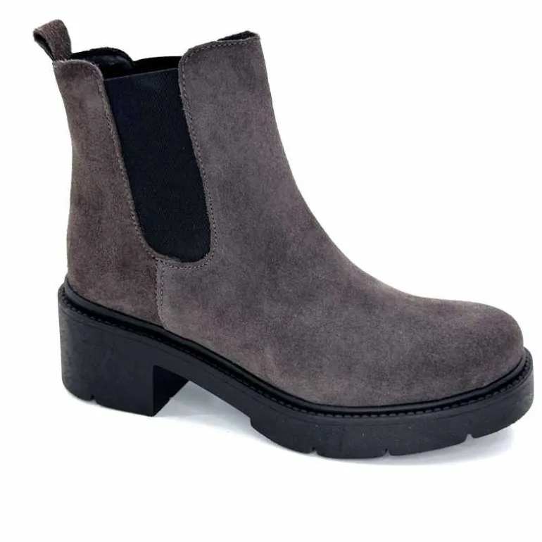 Ivoire0351a Bottines à Talon Ivoire 4621116 Daim Gris Anthracite Shop