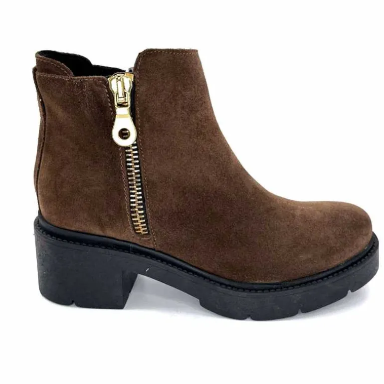 Ivoire0351a Bottines à Talon Ivoire 4621113 Daim Marron Shop