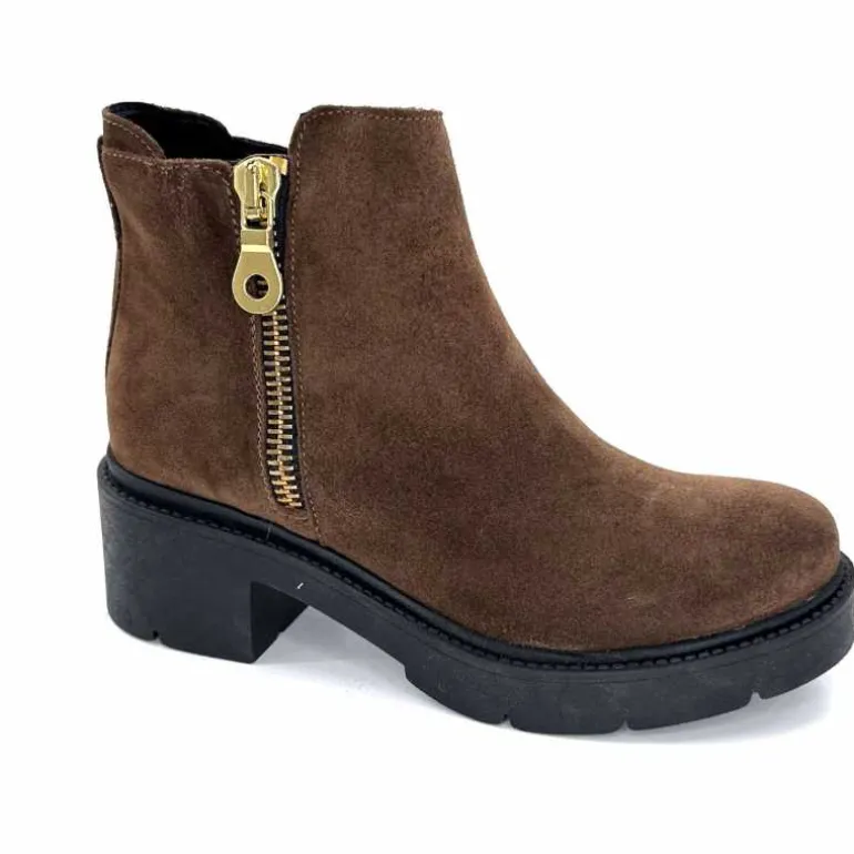 Ivoire0351a Bottines à Talon Ivoire 4621113 Daim Marron Shop