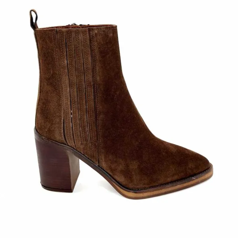 Alpe Bottines à Talons 5220 Daim Marron Shop
