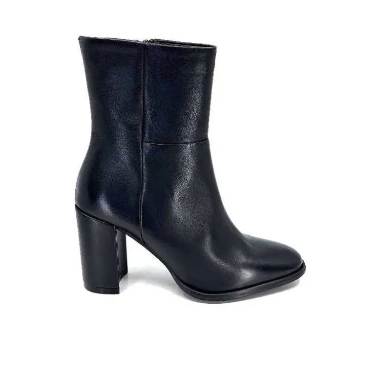 Ivoire0104a Bottines à Talons Ivoire 52324 Cuir Noir Hot