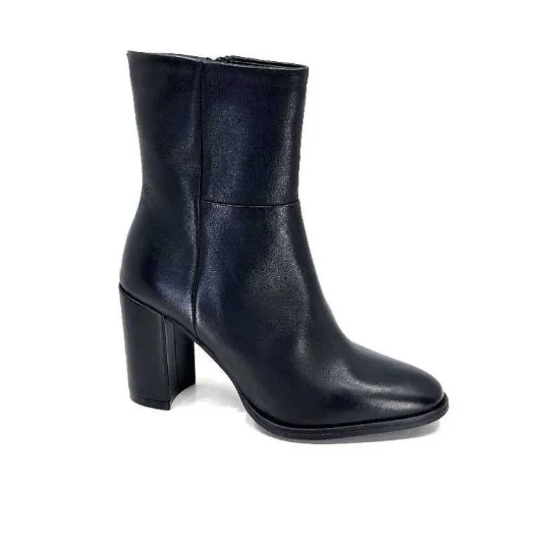 Ivoire0104a Bottines à Talons Ivoire 52324 Cuir Noir Hot