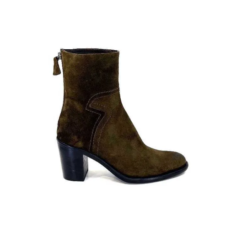 Triver Flight Bottines à Talons 706.03 Daim Olive Kaki Cheap