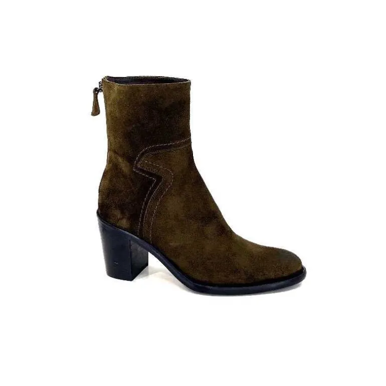 Triver Flight Bottines à Talons 706.03 Daim Olive Kaki Cheap