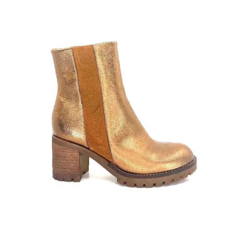 Minka Bottines Bikers Foly Cuir Dé Or Best Sale