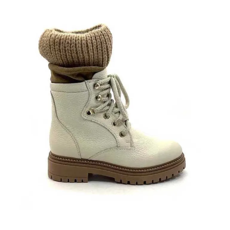 Elena Bottines Fourrées 37003 Cuir Crème Beige Cheap