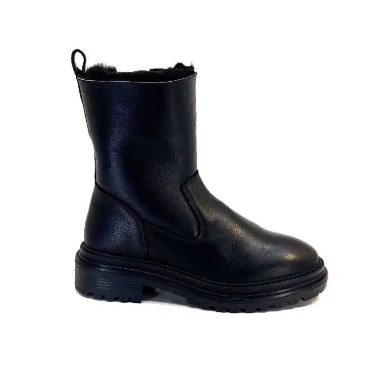 sekada Bottines Fourrées Ivoire 48115 Cuir Noir Cheap