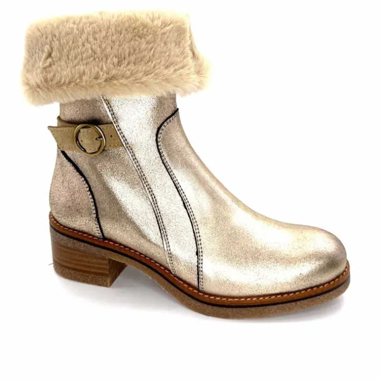 MKD Bottines Fourrées Jessy Cuir Gold Or Shop