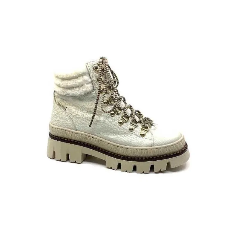 Elena Bottines Fourrées Mouton 42953 Cuir Crème Blanc Best Sale