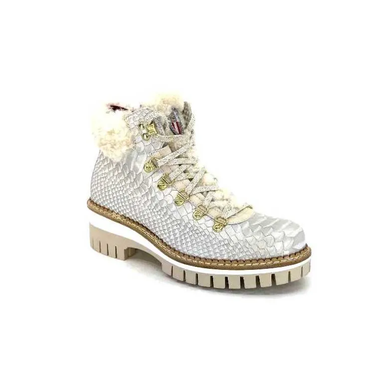 new italia Bottines Fourrées 2415464 Cuir Perla &amp; Doré Blanc Online