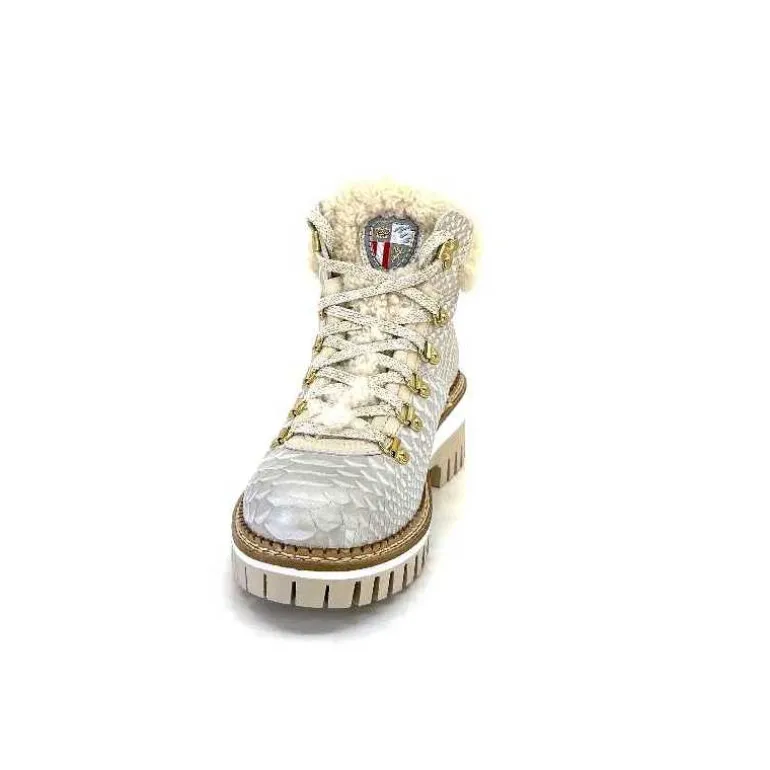 new italia Bottines Fourrées 2415464 Cuir Perla &amp; Doré Blanc Online