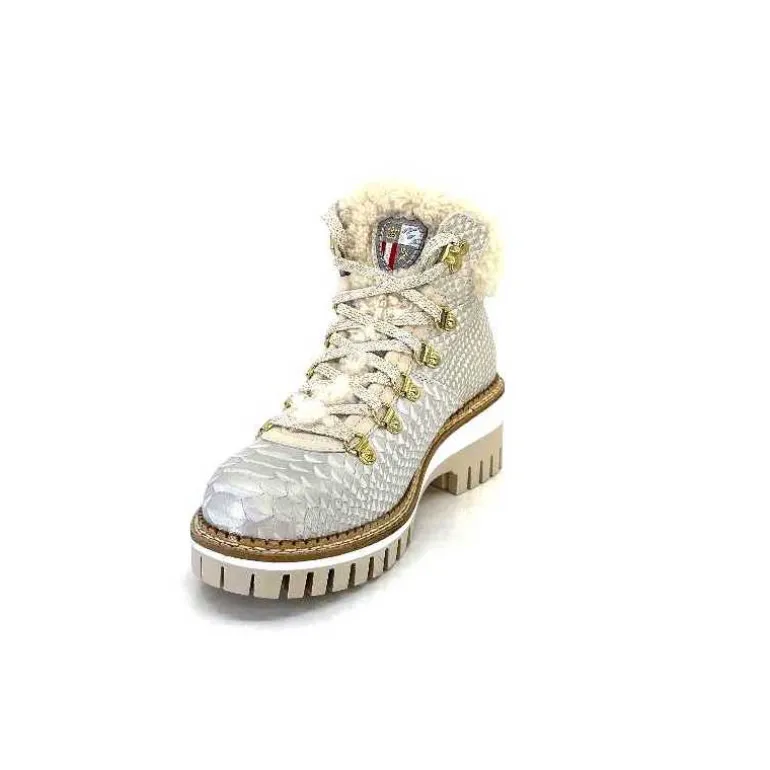 new italia Bottines Fourrées 2415464 Cuir Perla &amp; Doré Blanc Online